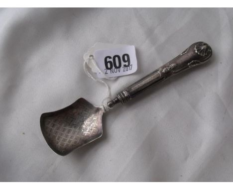 Georgian husk pattern caddy spoon Birm  1833 by TF        