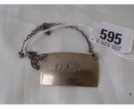 Georgian rectangular bottle ticket for GIN makers mark JL       