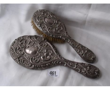 Embossed oval hand mirror and matching Birm 1905 by WH                              