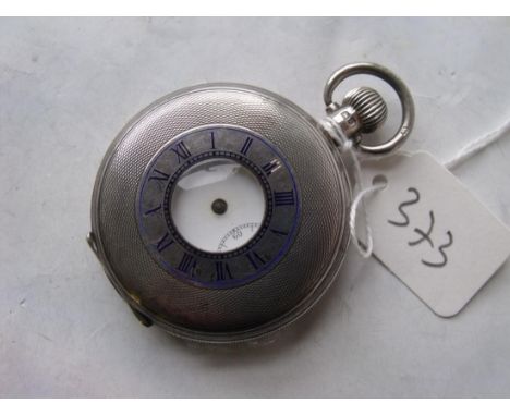 Silver engine turned half hunter pocket watch   