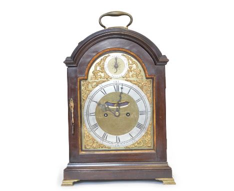 George Borrett, Stow Market (Stowmarket) bracket clock with double fuse, 8-day movement, brass arched dial, silver chapter ri