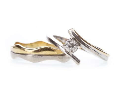 DIAMOND SOLITAIRE RING, the round brilliant cut diamond of approximately 0.25 carats, to a bi colour twist setting, in eighte
