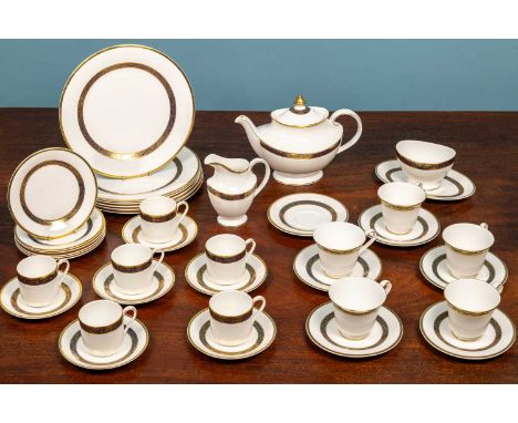 A Royal Doulton ‘Harlow’ part dinner, tea and coffee service for six, comprising of: five teacups &amp; saucers; six coffee c