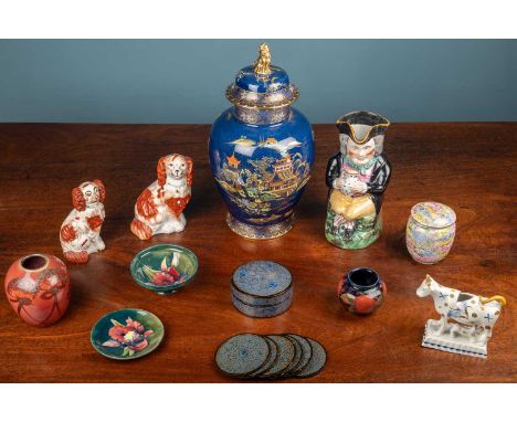 A collection of ceramics to include three items of early Moorcroft - a dish, a bowl, and a vase with rosehip motif; a 20th ce