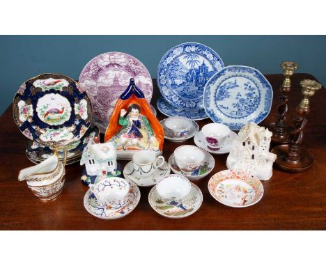 A group of miscellaneous ceramics to include various 18th century and later tea bowls, cups and saucers, Worcester and other 