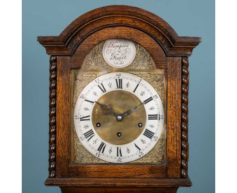 A Tempus Fugit oak longcase clock170cm highIn generally good condition. Some scuffing and marking.