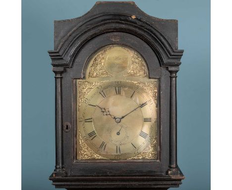 A 30 hour William Hanting of Oxford longcase clock, the dial with brass mounts in an ebonised case and with chinoiserie decor