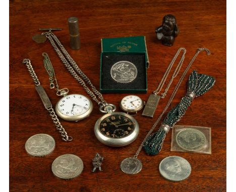 A Regency Misers purse together with various items of silver to include a silver ingot, a silver bracelet and watch chain, si