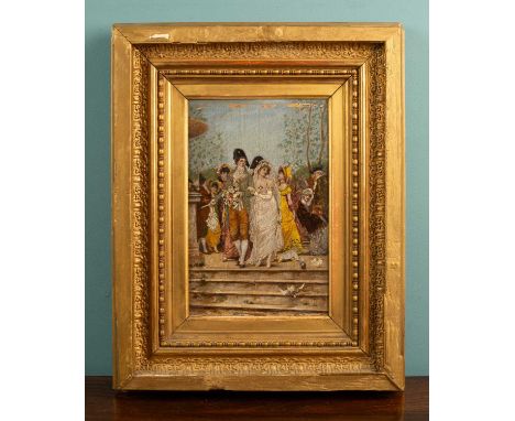 After Frederik Hendrick Kaemmerer (Dutch, 1839-1902), "Un noce sous le Directoire", an overpainted print in oil on board26 x 
