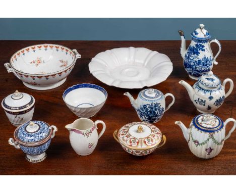 A collection of English porcelain to include an early 19th century Derby twin-handled pot and cover with gilt and hand painte