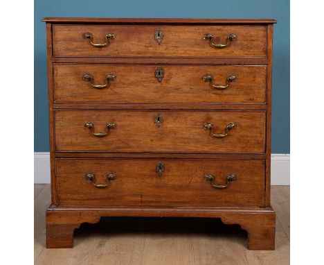 A George III mahogany small size chest of four long graduated drawers, all standing on bracket feet87cm wide x 46cm deep x 88