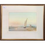 Peter Metcalf (1944-2004), Broadand scene with Wherry and windmill, watercolour, signed, 22x33cm,