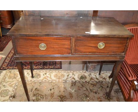 19th Century mahogany side table with two drawers with ringlet handles, raised on tapering square legs