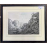 The Rev. James Bourne (1773-1854), 'Dovedale, Derbyshire' en grisaille watercolour, label on