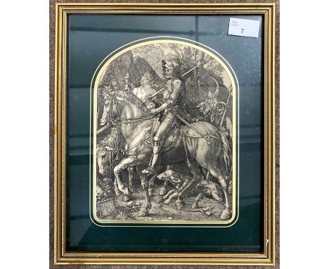 Albrecht Durer (1471-1528), "The Knight Death and The Devil", copperplate engraving (circa 1508-1513),17x23cm, framed and gla