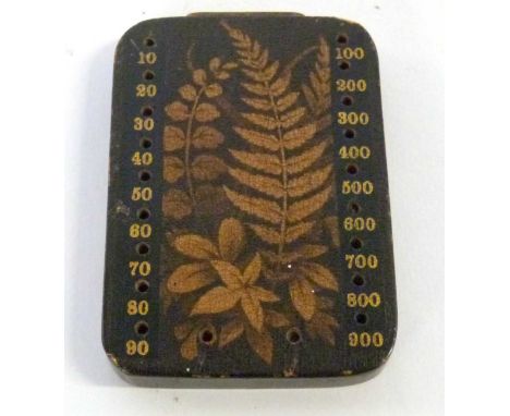A Victorian Fernware Bezique card game score board marker c1880, 7cm x 5.25cm. Attractive design and in excellent condition, 