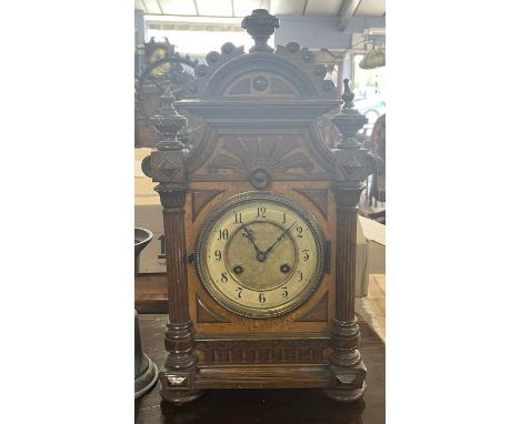 A Jung Hans mantel clock set in an architectural type case, 47cm high
