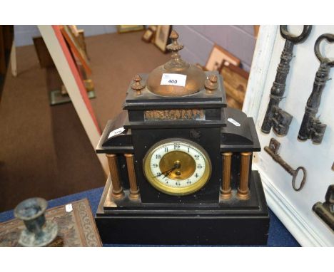 Black slate Victorian mantel clock