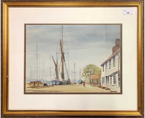 John J.Challis (British, 20th century), 'Heybridge Basin', watercolour, 25x35cm, framed and glazed
