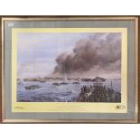'The Assault on Walcheren (Westkapelle) 1st November 1944', chromolithograph, 60x82cm, framed and