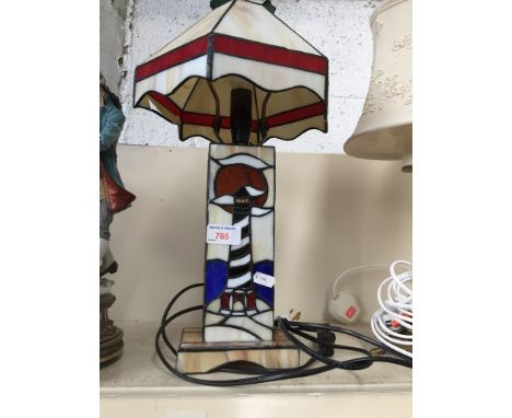 LEADED GLASS TABLE LAMP ANSD SHADE. 45CM   J5