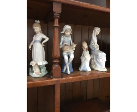 TWO LLADRO AND TWO NAO FIGURES