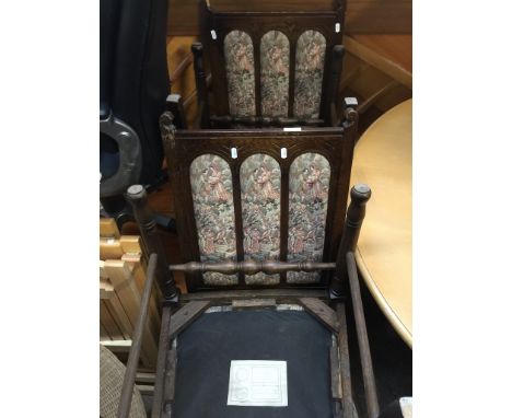 A SET OF 4 OAK TAPESTRY STYLE CHAIRS