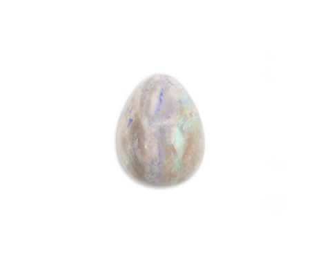 An opal ornament, designed as an egg in solid opal, height approximately 5cm, gross weight approximately 360 carats, stand