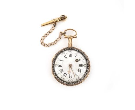 A Swiss enamel and rock crystal pocket watch, mid 19th century, the white enamel dial with Roman hour indicators and Arabic n