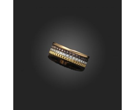 Boucheron, a diamond 'Quatre Classique' ring, set with four rows including diamonds pink gold, yellow gold and brown PVD, sig