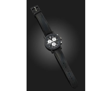 Bulgari, a Carbongold 'Dubai' wristwatch, limited edition black DLC coated quartz chronograph, no 001/999, black dial with ap