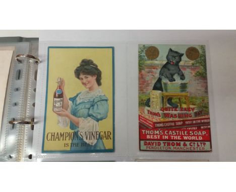 POSTCARDS, selection, inc. many adverts, Wood Milne, Maypole, Edwards, Exol, Fry, Birds, Cobra, David Thom,; views, patriotic