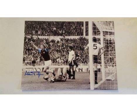 FOOTBALL, signed partially colour photos, inc. Lou Macari (Manchester United), Alan Taylor (West Ham); Terry Dyson &amp; Terr