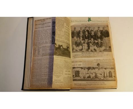 CRICKET, a large scrapbook chronicling the South African tour to UK in 1929, compiled by D.P.B. 'Denys' Morkel, laid down wit