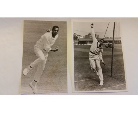 CRICKET, press photos, 1960s West Indies Lance Gibbs, bowling, in action &amp; practise, playing darts with Seymour Nurse &am