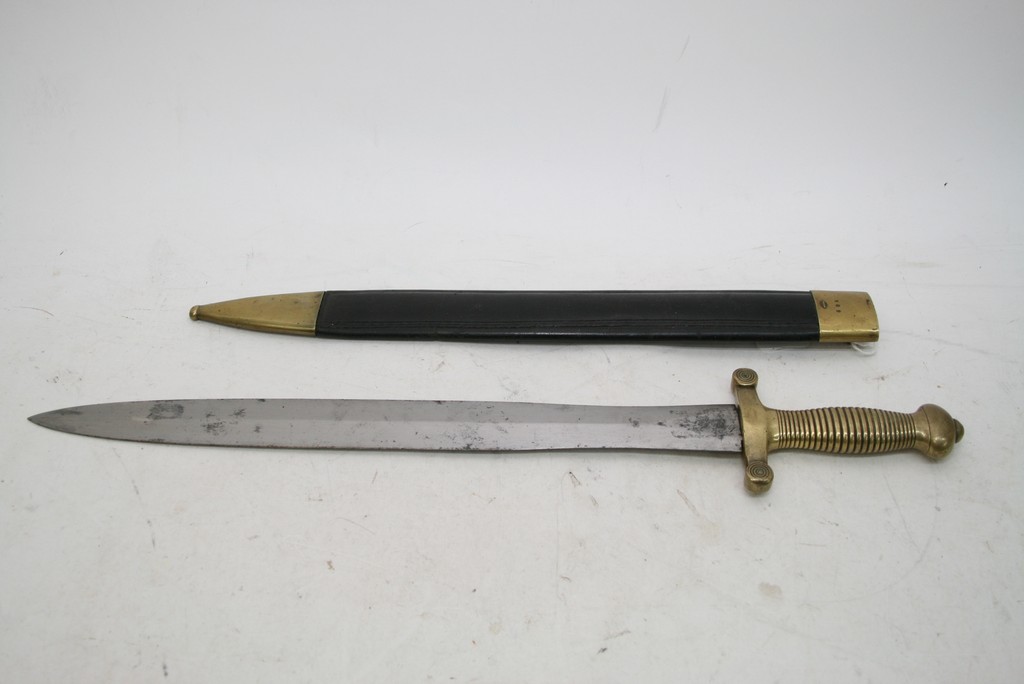An 1832 French artillery short sword with matching serial numbers