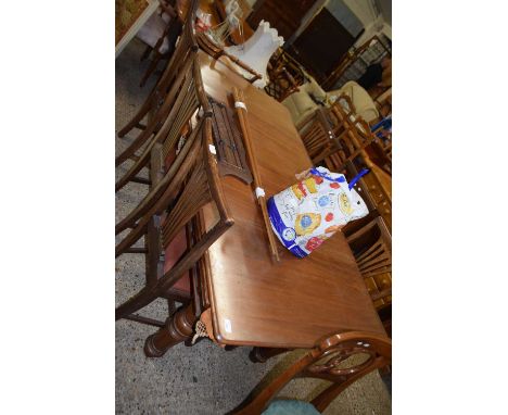 Vintage mahogany combination snooker and dining table with removable leaves to the top together with a set of six accompanyin