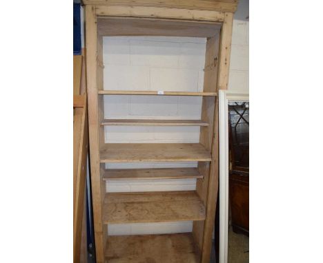 Large stripped pine open front shelf unit