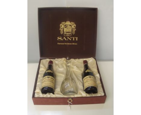 Santi Amorone gift set, two bottles of Santi Amarone Recioto Della Valpolicella vintage 1979 with decanter