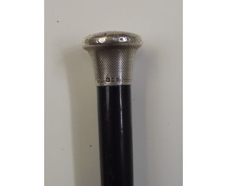 Ebonised swagger stick with engine turned knop, London, 1923, Kendall &amp; Sons Ltd, 92cm