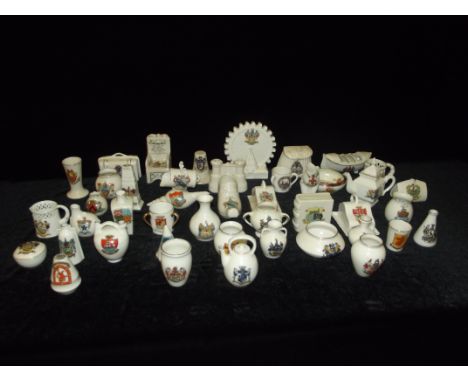 Collection of 44 pieces of crested ware, 14 of which are Goss, further examples by Gema Arcadia etc