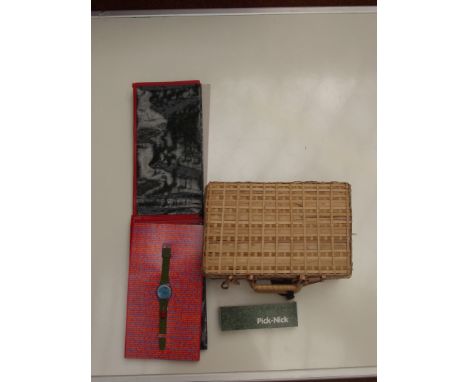 Swatch watch - Swatch watch "PickNick" with a basket and a picnic blanket. 