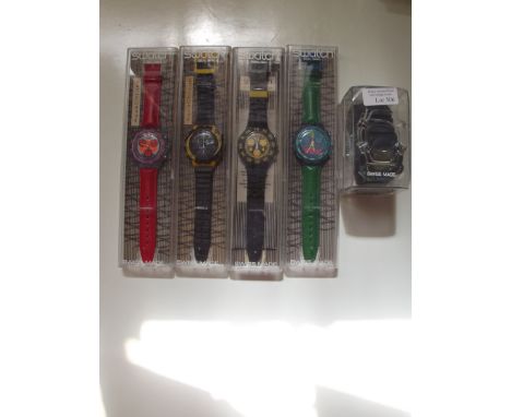 Swatch watch - Swatch watch, 5 watches (2 AquaChrono, 1 Chrono and 2 others)