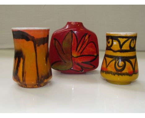 Three Poole pottery Delphis pattern vases height of largest example 11cm