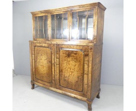 A Swedish grace period Art Deco two-section walnut-veneered sideboard in the manner of Carl Malmsten for Afors, with inlaid s