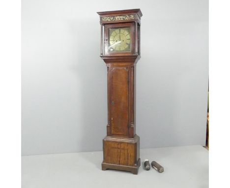 FODEN - A Georgian 8-day oak cased longcase clock, with  11" square brass dial with single subsidiary dial. 52x199x28cm. With