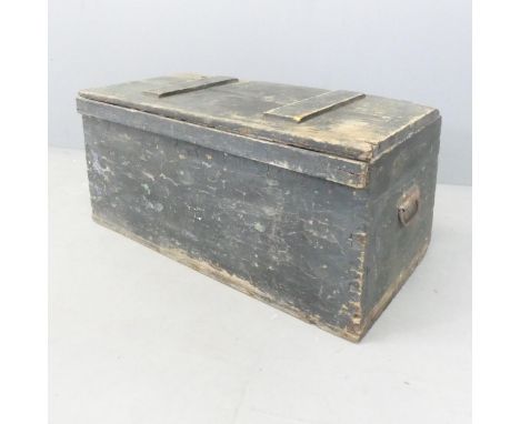 A Vintage painted sailors trunk, the interior decorated with Swedish flags. 89x39x42cm.