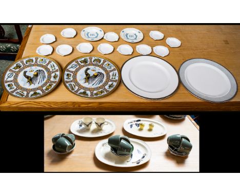 Wedgwood Cellio Platinum and Celestrial Platinum Bone China Buffet Plates (2) two in total. 12.5 inches. Together with Two Go