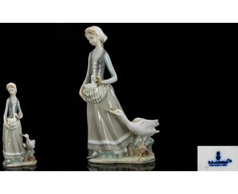 Lladro Porcelain Figurine ' Girl with Goose ' Model 4815. Issued 1972 - 1991. Height 12.25 Inches - 31 cm. 1st Quality &amp; 