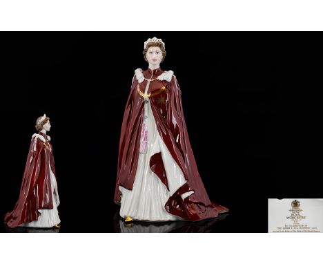 Royal Worcester Hand Painted Porcelain Figurine - Queen Elizabeth II, In Celebration of The Queens 80th Birthday 2006, Dresse